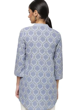 Handloom Pure Cotton Kurti in Light Grey