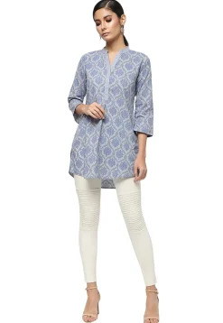 Handloom Pure Cotton Kurti in Light Grey