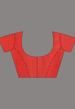 Handloom Pure Cotton Saree in Red and White