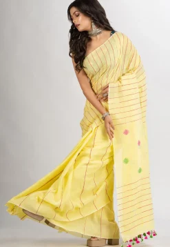Handloom Pure Cotton Saree in Yellow
