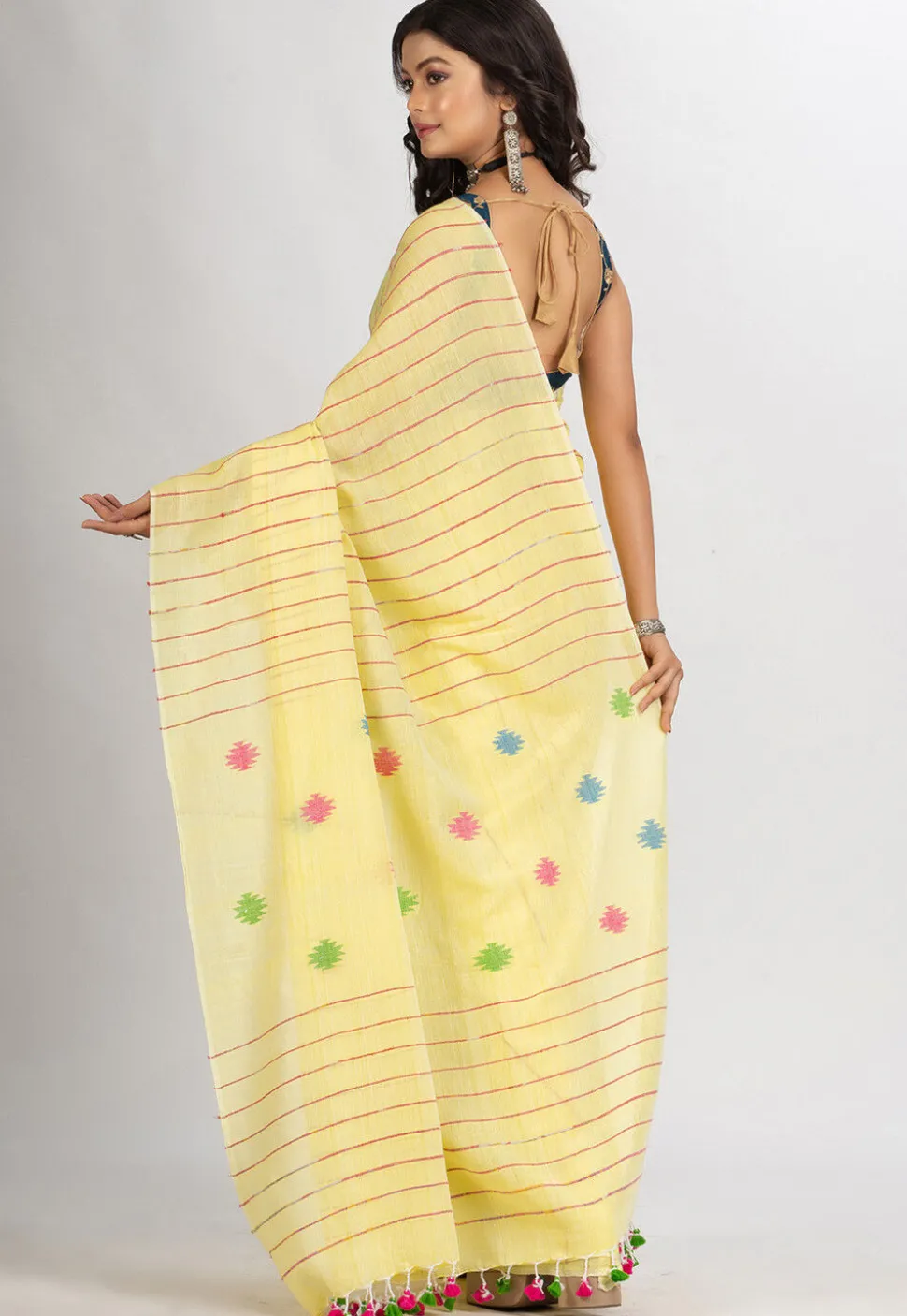 Handloom Pure Cotton Saree in Yellow