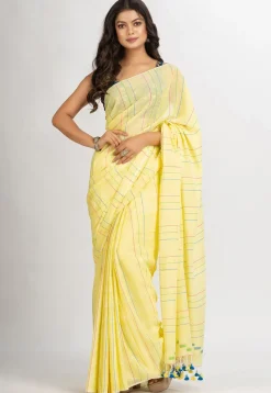 Handloom Pure Cotton Saree in Yellow