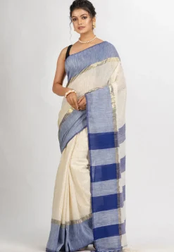 Handloom Pure Cotton Saree in Off White