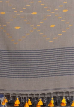 Handloom Pure Cotton Saree in Grey and Dusty Blue