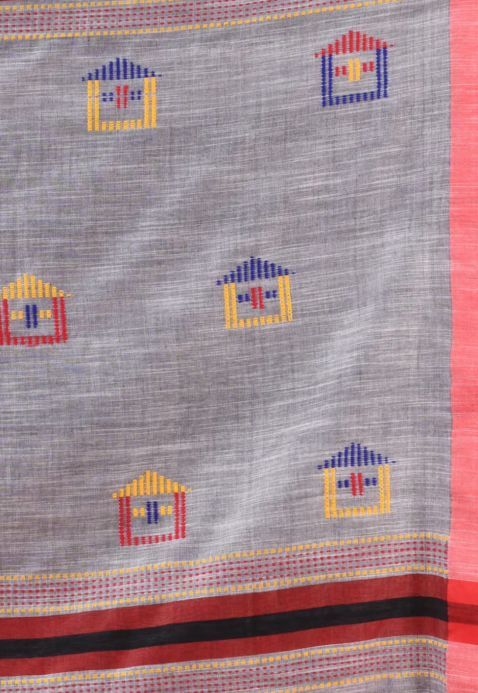 Handloom Pure Cotton Saree in Light Grey
