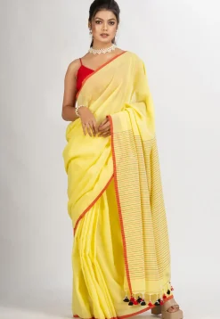Handloom Pure Cotton Saree in Yellow