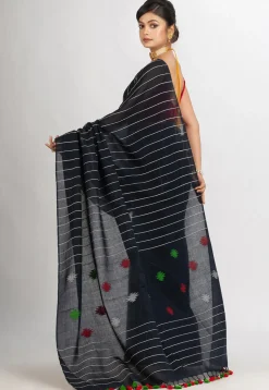 Handloom Pure Cotton Saree in Black