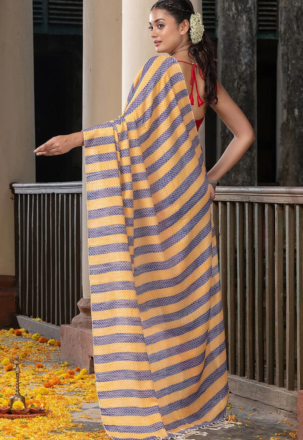 Handloom Pure Cotton Saree in Multicolor