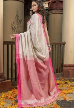 Handloom Pure Cotton Saree in Off White