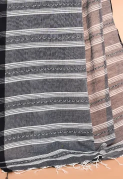 Handloom Pure Cotton Saree in Dark Grey