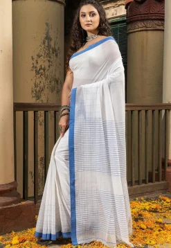 Handloom Pure Cotton Saree in Off White