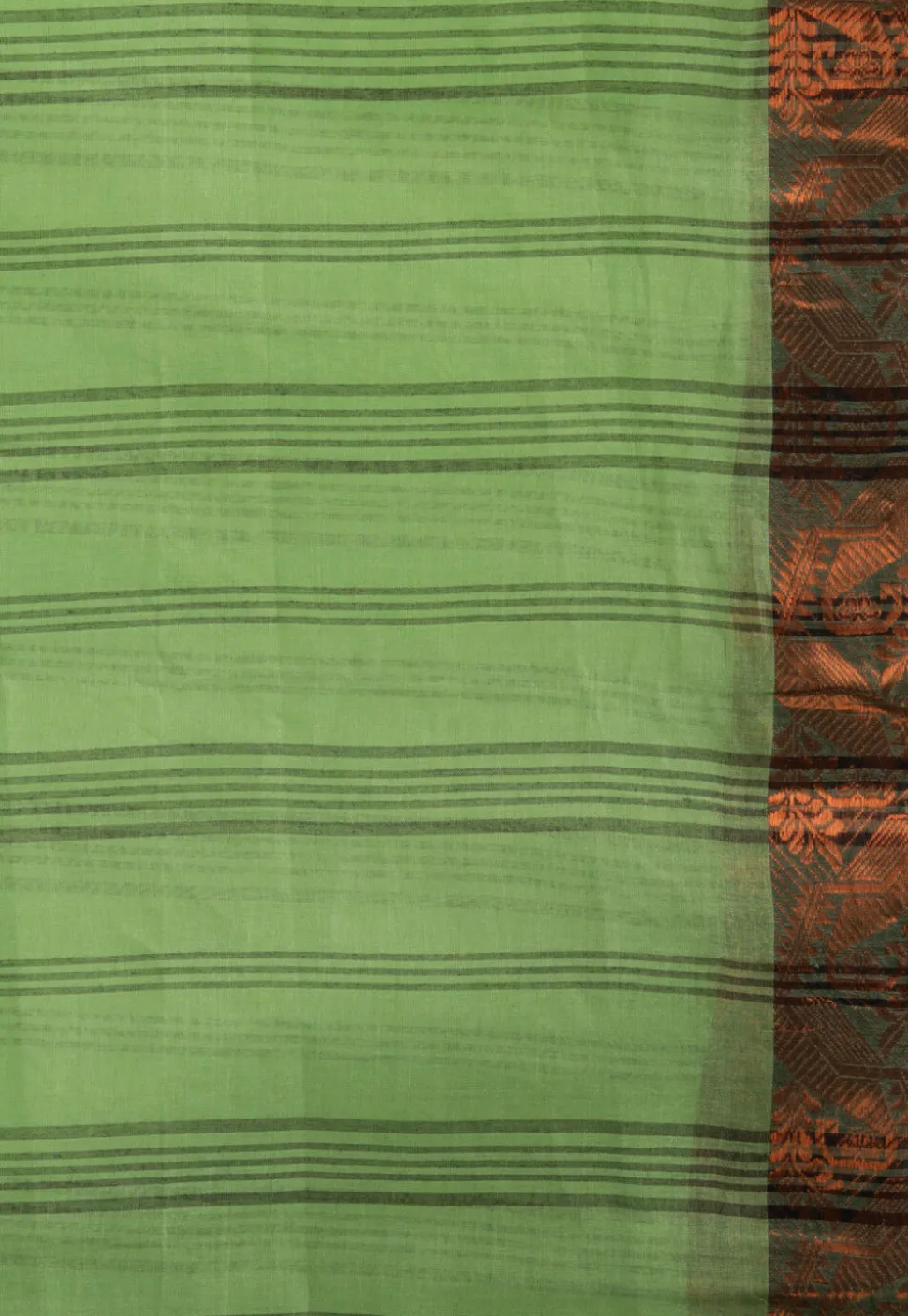 Handloom Pure Cotton Tant Saree in Light Olive Green