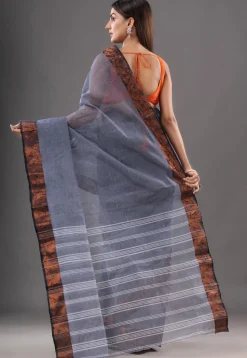 Handloom Pure Cotton Tant Saree in Grey