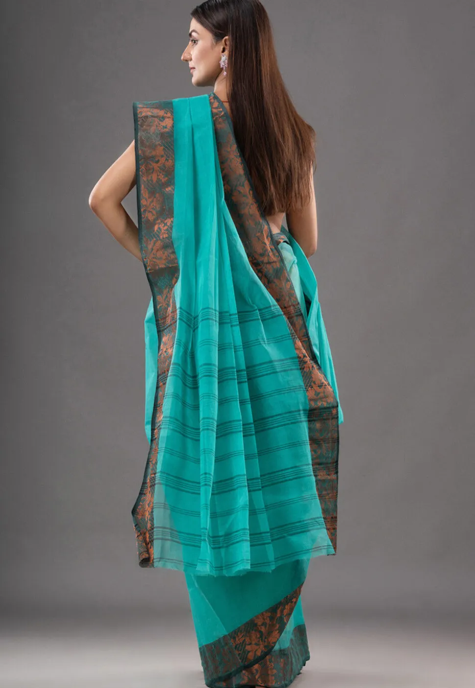 Handloom Pure Cotton Tant Saree in Sky Blue