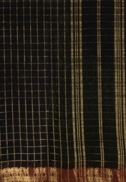 Handloom Pure Cotton Tant Saree in Black