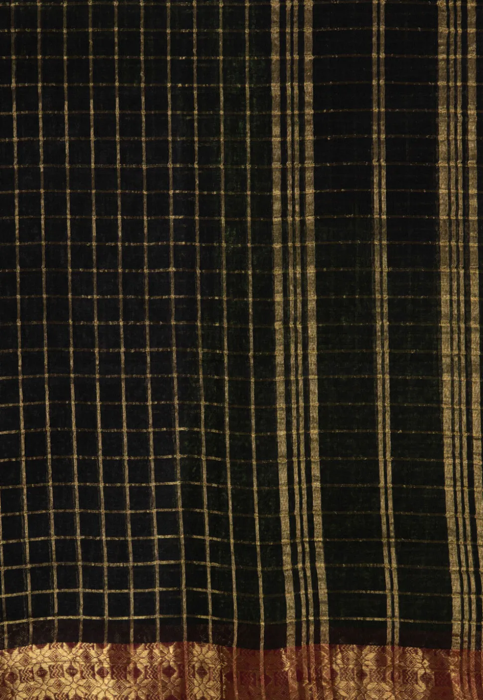 Handloom Pure Cotton Tant Saree in Black