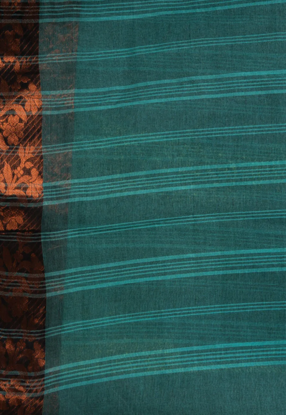 Handloom Pure Cotton Tant Saree in Teal Green