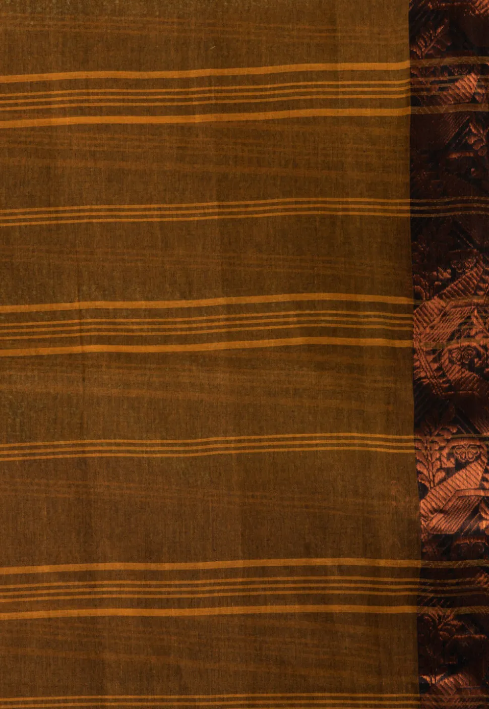 Handloom Pure Cotton Tant Saree in Olive Green
