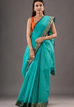Handloom Pure Cotton Tant Saree in Sea Green