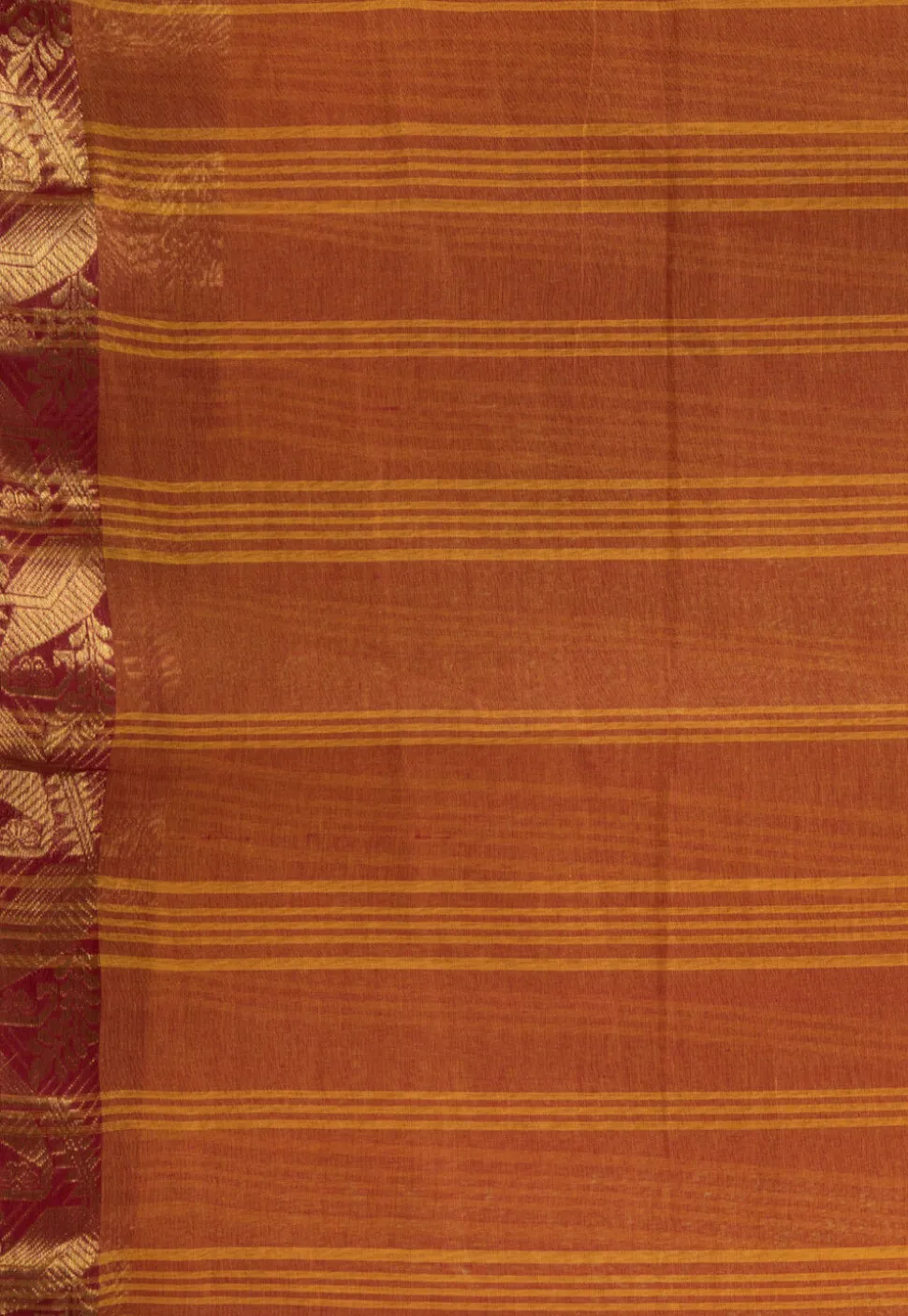 Handloom Pure Cotton Tant Saree in Rust