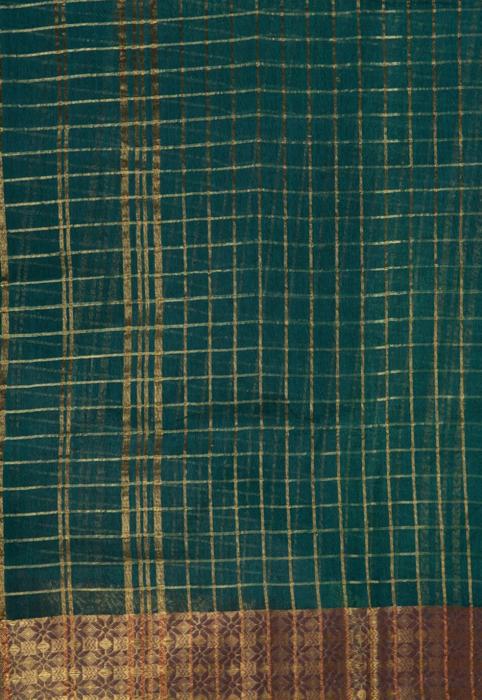 Handloom Pure Cotton Tant Saree in Teal Green