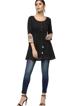 Handloom Pure Cotton Tunic in Black
