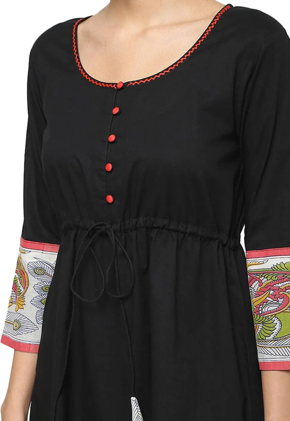 Handloom Pure Cotton Tunic in Black