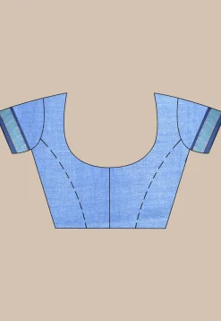 Handloom Pure Linen Jamdani Saree in Light Blue