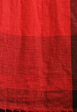 Handloom Pure Linen Saree in Black