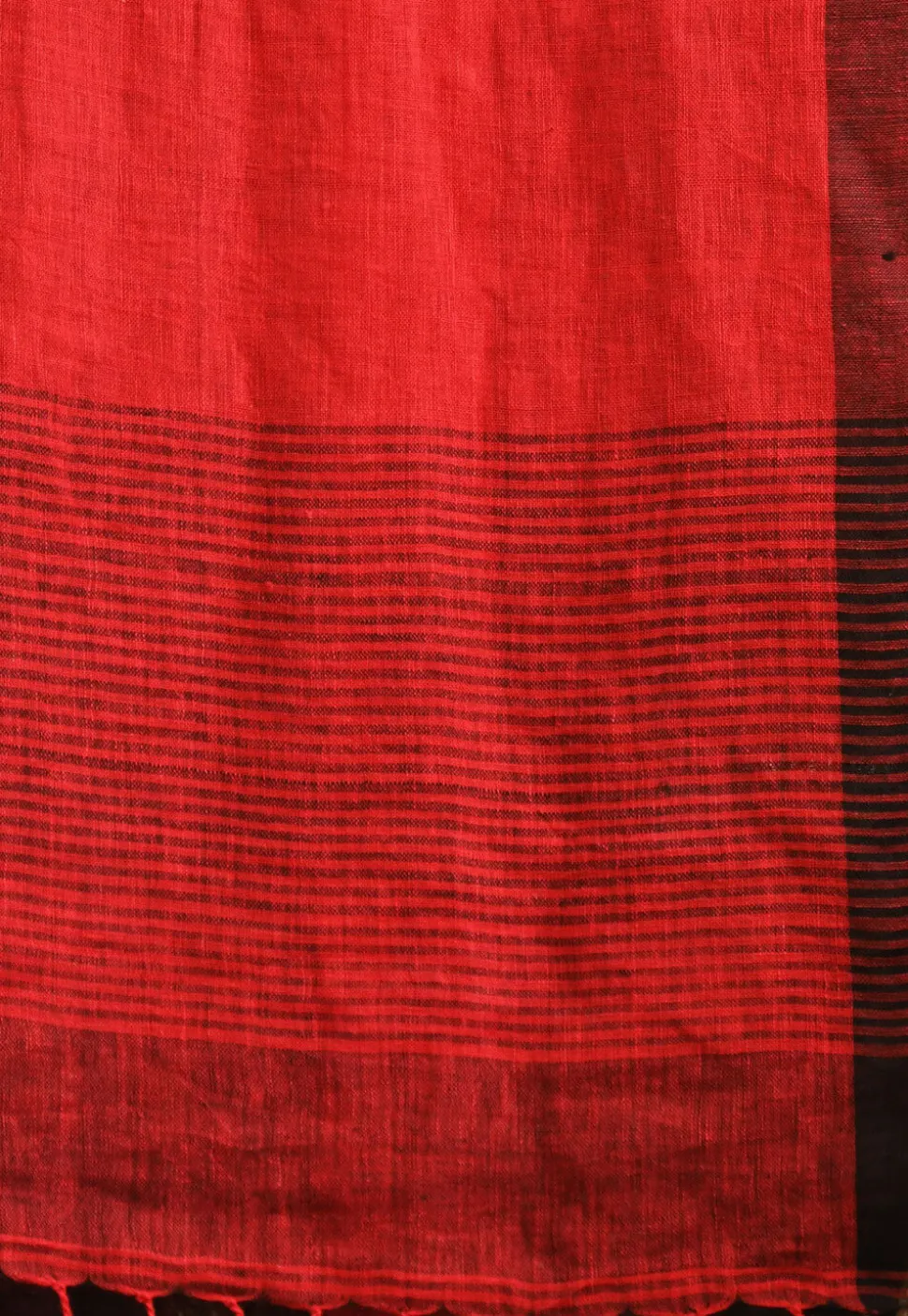 Handloom Pure Linen Saree in Black