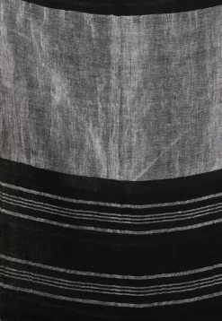 Handloom Pure Linen Saree in Black and Grey