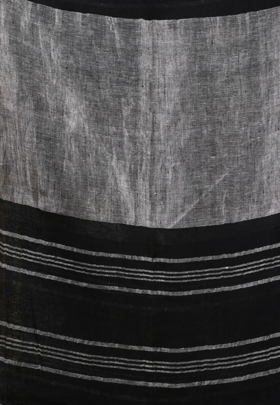 Handloom Pure Linen Saree in Black and Grey