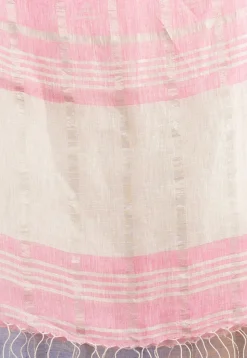 Handloom Pure Linen Saree in Pink and Sky Blue