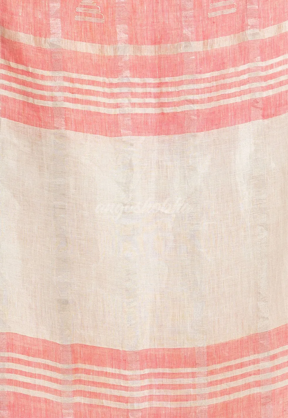 Handloom Pure Linen Saree in Pink and Sky Blue