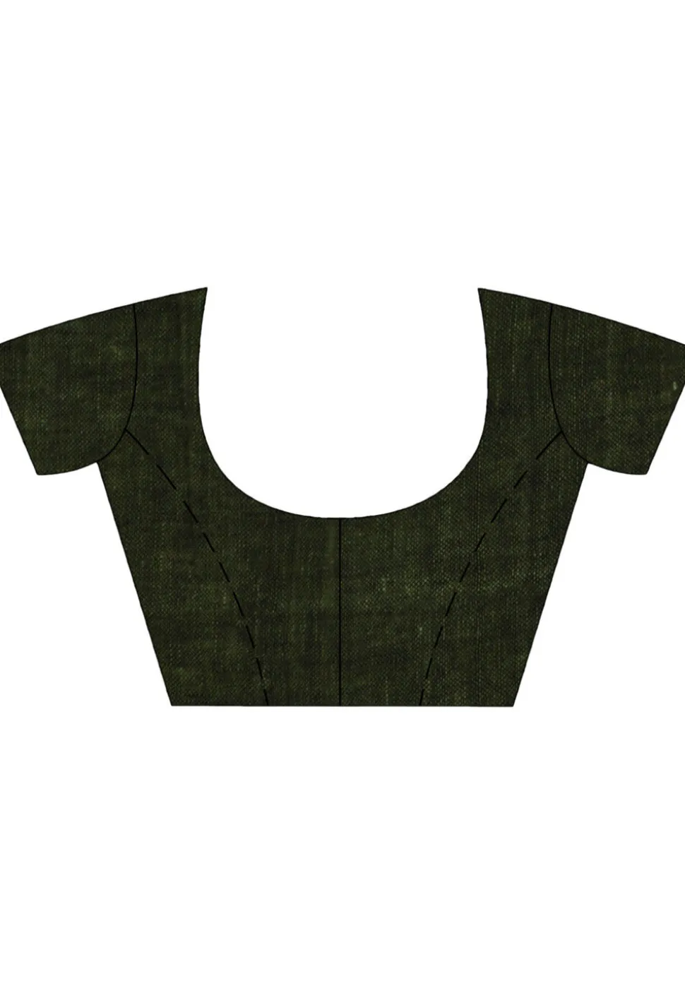 Handloom Pure Linen Saree in Dark Olive Green