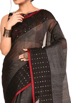 Handloom Pure Resham Silk Saree in Black