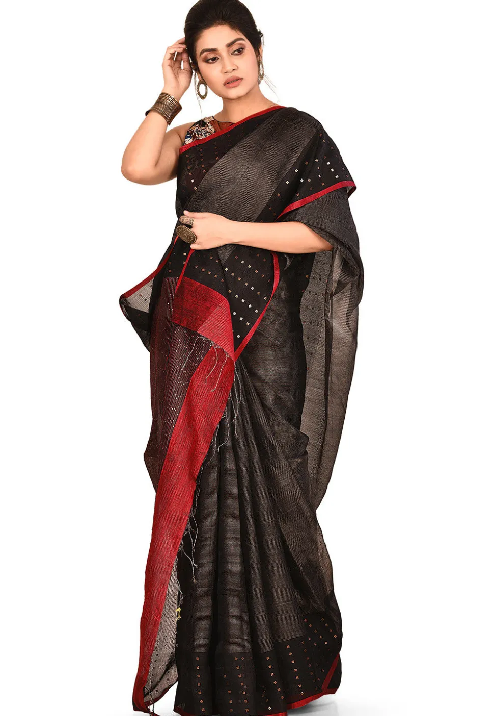 Handloom Pure Resham Silk Saree in Black