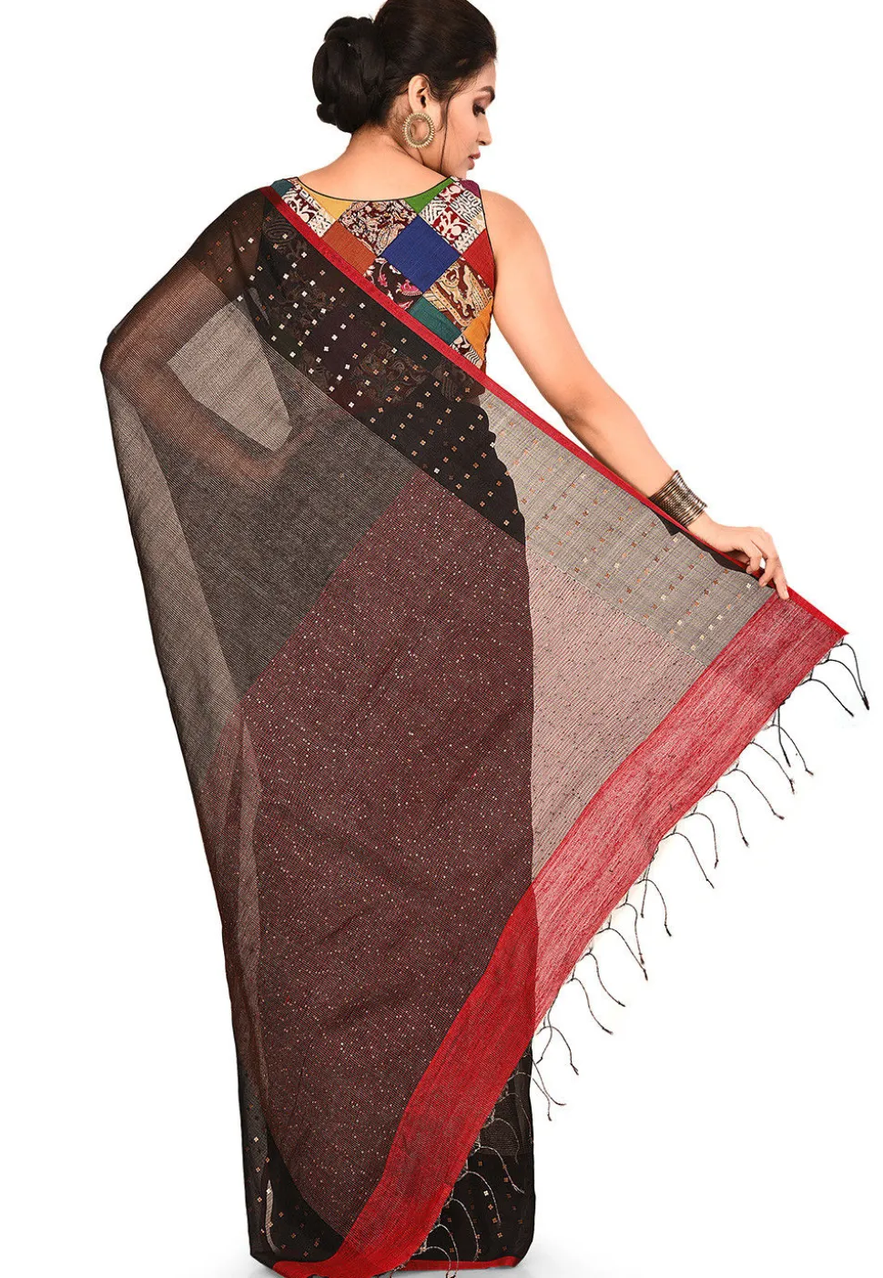 Handloom Pure Resham Silk Saree in Black