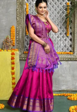 Handloom Pure Silk Gadwal Saree in Pink