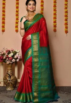Handloom Pure Silk Gadwal Saree in Red