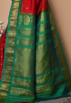 Handloom Pure Silk Gadwal Saree in Red