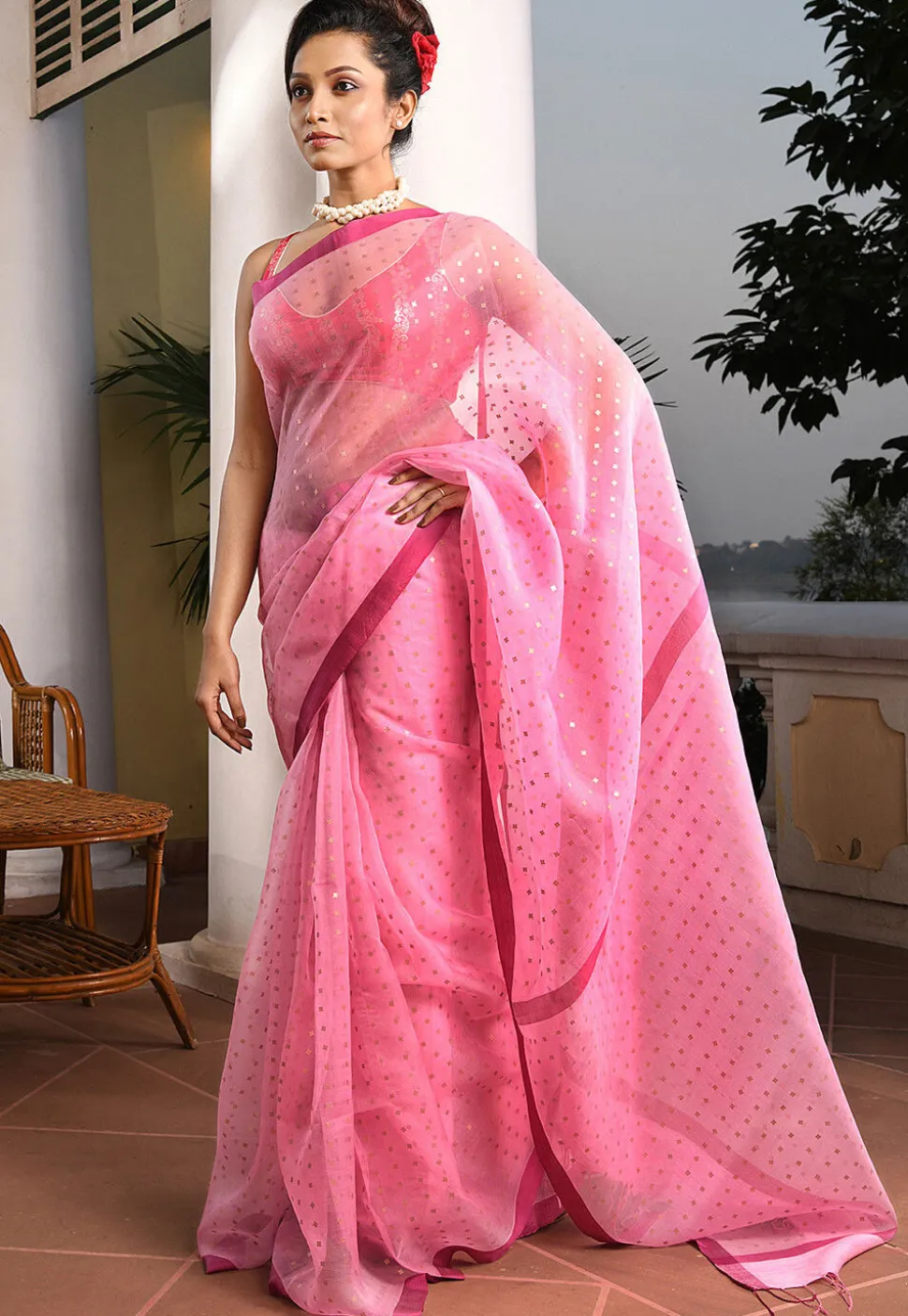 Handloom Pure Silk Saree in Pink