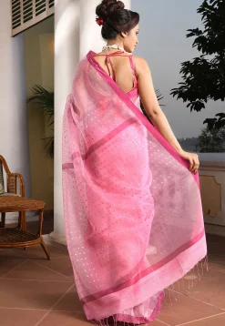 Handloom Pure Silk Saree in Pink