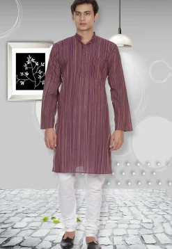 Handloom South Cotton Kurta in Dark Purple