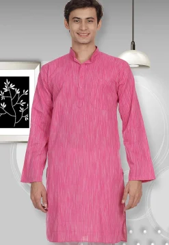 Handloom South Cotton Kurta in Pink