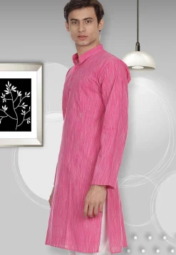 Handloom South Cotton Kurta in Pink