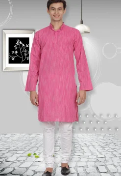 Handloom South Cotton Kurta in Pink