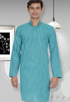 Handloom South Cotton Kurta in Light Blue