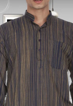 Handloom South Cotton Kurta in Navy Blue