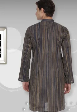 Handloom South Cotton Kurta in Navy Blue